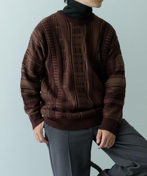 ITEMS URBANRESEARCH(アイテムズ アーバンリサーチ)の「マルチジャカード クルーネックニット(ニット/セーター・メンズ・ブラック/ブラウン・MEDIUM/LARGE)」の10枚目の写真