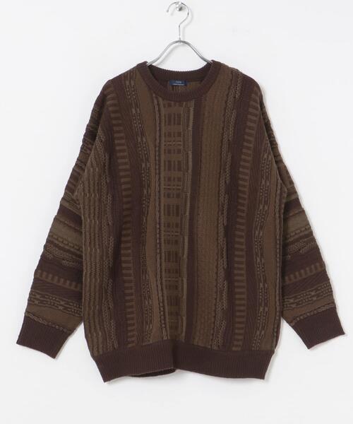 ITEMS URBANRESEARCH(アイテムズ アーバンリサーチ)の「マルチジャカード クルーネックニット(ニット/セーター・メンズ・ブラック/ブラウン・MEDIUM/LARGE)」の7枚目の写真