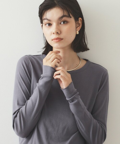 OPAQUE.CLIP(オペークドットクリップ)の「◆シアーコットン クルーネックカットソー【洗濯機洗い可】(Tシャツ/カットソー・レディース・ブラック/グレー/オフホワイト・40/38/42)」の1枚目の写真