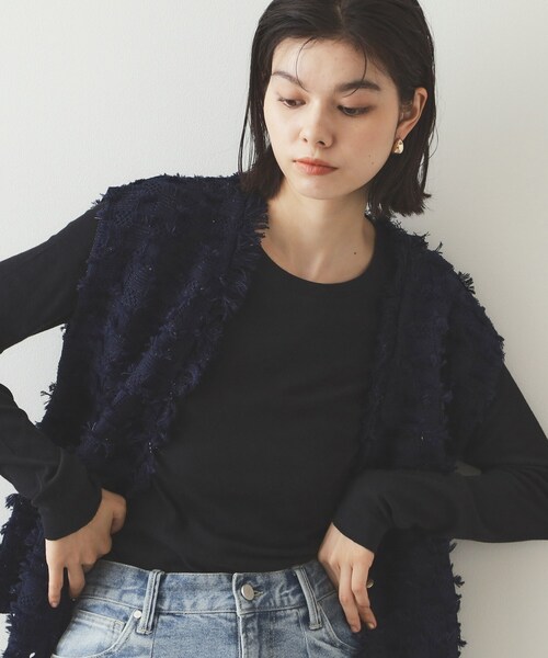 OPAQUE.CLIP(オペークドットクリップ)の「◆シアーコットン クルーネックカットソー【洗濯機洗い可】(Tシャツ/カットソー・レディース・ブラック/グレー/オフホワイト・40/38/42)」の3枚目の写真