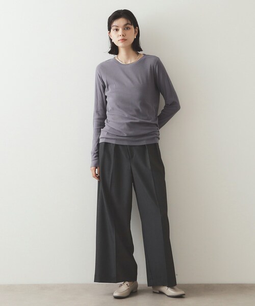 OPAQUE.CLIP(オペークドットクリップ)の「◆シアーコットン クルーネックカットソー【洗濯機洗い可】(Tシャツ/カットソー・レディース・ブラック/グレー/オフホワイト・40/38/42)」の12枚目の写真