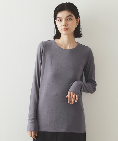 OPAQUE.CLIP(オペークドットクリップ)の「◆シアーコットン クルーネックカットソー【洗濯機洗い可】(Tシャツ/カットソー・レディース・ブラック/グレー/オフホワイト・40/38/42)」の15枚目の写真