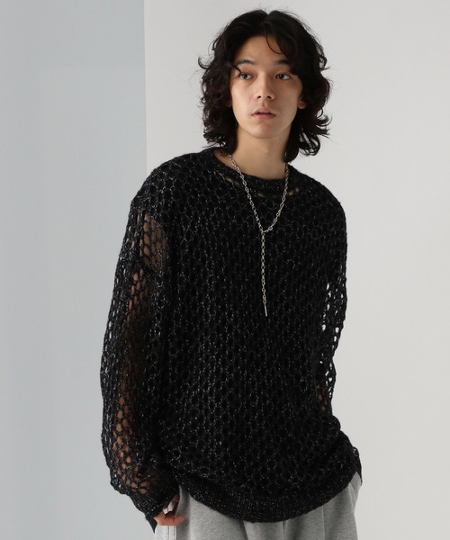 HARE（ハレ）の「モヘアメッシュニットプルオーバー(HARE)（ニット/セーター・メンズ・ブラック/イエロー/ブルー・FREE）」の5枚目の写真