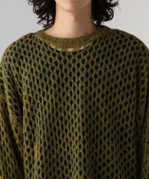 HARE（ハレ）の「モヘアメッシュニットプルオーバー(HARE)（ニット/セーター・メンズ・ブラック/イエロー/ブルー・FREE）」の14枚目の写真