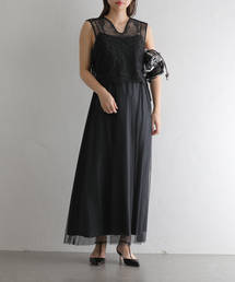 ケミカルレースベストセットドレス