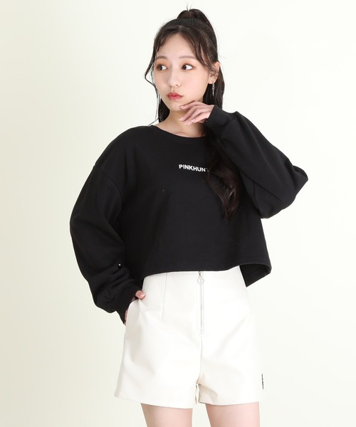 PINKHUNT（ピンクハント）の「PINKHUNT ピンクハント 通販限定 ハートロゴショート丈 トレーナー 0034K（スウェット・キッズ・ホワイト/ブルー/ブラック・120cm/130cm/140cm/150cm/160cm）」の6枚目の写真