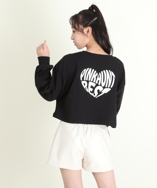 PINKHUNT（ピンクハント）の「PINKHUNT ピンクハント 通販限定 ハートロゴショート丈 トレーナー 0034K（スウェット・キッズ・ホワイト/ブルー/ブラック・120cm/130cm/140cm/150cm/160cm）」の12枚目の写真