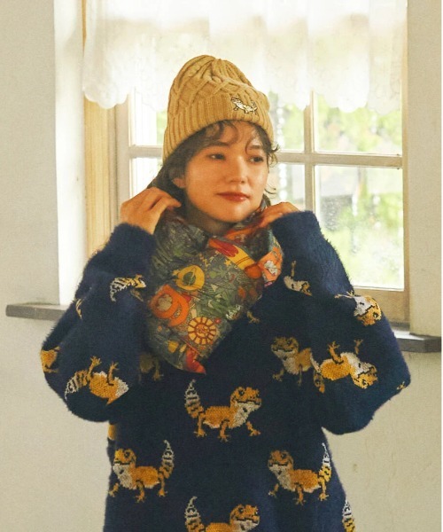 go slow caravan（ゴースローキャラバン）の「ケーブル刺繍　ニットキャップ（ニットキャップ/ビーニー・レディース・ブラック/ベージュ・FREE）」の9枚目の写真
