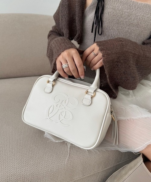 one after another NICE CLAUP（ワンアフターアナザーナイスクラップ）の「エンボスミニボストンバッグ（ボストンバッグ・レディース・アイボリー/ブラウン/キャメル・FREE）」の6枚目の写真