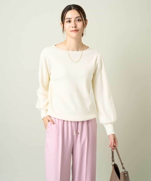 a.v.v（アーヴェヴェ）の「【洗える】ボートネックパフスリーブニット【アンサンブル対応】（ニット/セーター・レディース・ライトグレー/オレンジ/ミント/ブルー/グレー/アイボリー/ブラック/レッド/ネイビー・38/36/40/42/34）」の17枚目の写真