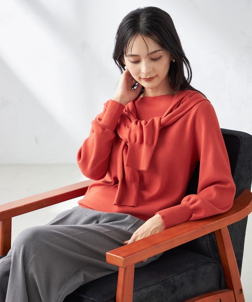 a.v.v（アーヴェヴェ）の「【洗える】ボートネックパフスリーブニット【アンサンブル対応】（ニット/セーター・レディース・ライトグレー/オレンジ/ミント/ブルー/グレー/アイボリー/ブラック/レッド/ネイビー・38/36/40/42/34）」の9枚目の写真