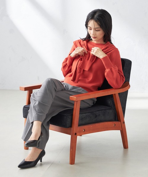 a.v.v(アーヴェヴェ)の「【洗える】ボートネックパフスリーブニット【アンサンブル対応】(ニット/セーター・レディース・ライトグレー/オレンジ/ミント/ブルー/グレー/アイボリー/ブラック/レッド/ネイビー・38/36/40/42/34)」の12枚目の写真