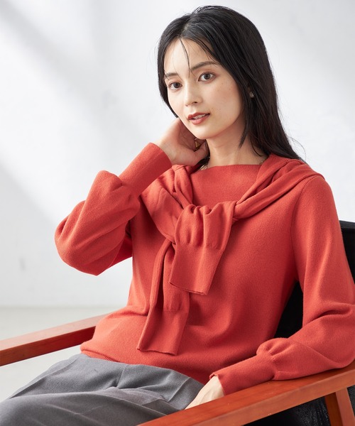 a.v.v(アーヴェヴェ)の「【洗える】ボートネックパフスリーブニット【アンサンブル対応】(ニット/セーター・レディース・ライトグレー/オレンジ/ミント/ブルー/グレー/アイボリー/ブラック/レッド/ネイビー・38/36/40/42/34)」の15枚目の写真