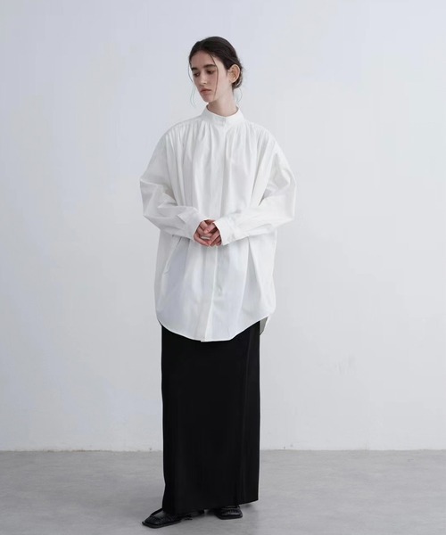aimoha(アイモハ)の「【moyo】ビッグシルエット プリーツシャツ(シャツ/ブラウス・レディース・ブラック/ホワイト・SMALL/MEDIUM)」の4枚目の写真
