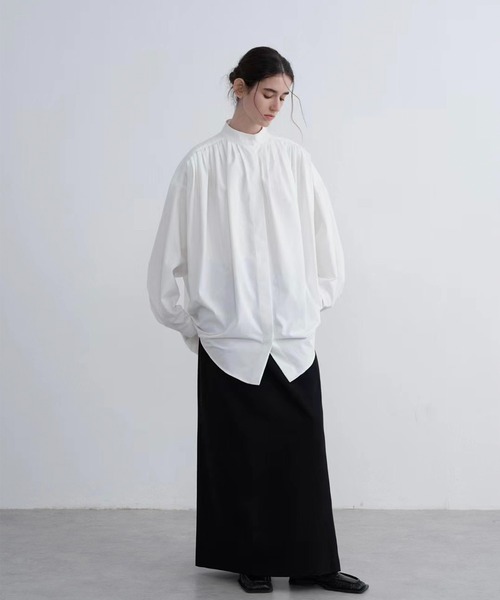 aimoha(アイモハ)の「【moyo】ビッグシルエット プリーツシャツ(シャツ/ブラウス・レディース・ブラック/ホワイト・SMALL/MEDIUM)」の5枚目の写真