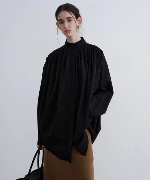 aimoha(アイモハ)の「【moyo】ビッグシルエット プリーツシャツ(シャツ/ブラウス・レディース・ブラック/ホワイト・SMALL/MEDIUM)」の7枚目の写真