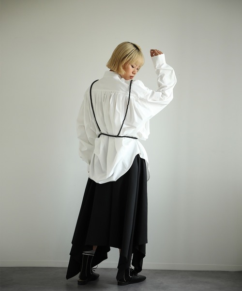 aimoha(アイモハ)の「【moyo】ビッグシルエット プリーツシャツ(シャツ/ブラウス・レディース・ブラック/ホワイト・SMALL/MEDIUM)」の14枚目の写真