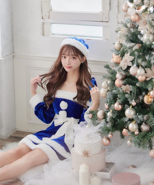 グリッターリボン2段フレアサンタコスプレ【サンタコス 4点セット】（コスチューム/パーティーグッズ）｜sugar nine（シュガーナイン）