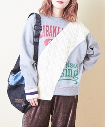 CUBE SUGAR（キューブシュガー）の「スウェット×ニットリメイク風切替プルオーバー（スウェット・レディース）」