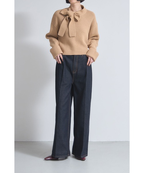 &. NOSTALGIA（アンドドットノスタルジア）の「センタープレスタックワイドデニムパンツ（デニムパンツ・レディース・インディゴブルー/ライトブルー・S/M）」の14枚目の写真