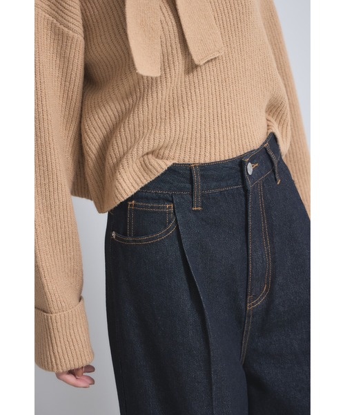 &. NOSTALGIA（アンドドットノスタルジア）の「センタープレスタックワイドデニムパンツ（デニムパンツ・レディース・インディゴブルー/ライトブルー・S/M）」の16枚目の写真