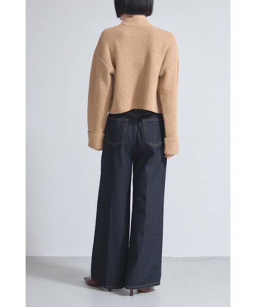 &. NOSTALGIA（アンドドットノスタルジア）の「センタープレスタックワイドデニムパンツ（デニムパンツ・レディース・インディゴブルー/ライトブルー・S/M）」の17枚目の写真