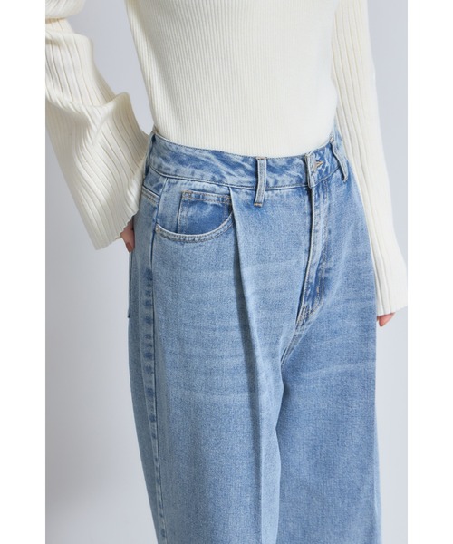&. NOSTALGIA（アンドドットノスタルジア）の「センタープレスタックワイドデニムパンツ（デニムパンツ・レディース・インディゴブルー/ライトブルー・S/M）」の21枚目の写真