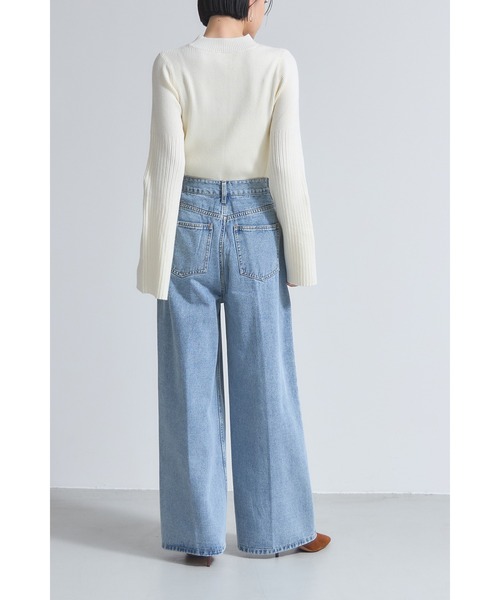 &. NOSTALGIA（アンドドットノスタルジア）の「センタープレスタックワイドデニムパンツ（デニムパンツ・レディース・インディゴブルー/ライトブルー・S/M）」の22枚目の写真