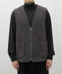 EDIFICE エディフィス ジレ ベスト LUIGI BOTTO シルク紺 グレー 44 27001495 EDIFICE エディフィス（ベスト・ジレ｜トップス）：メンズ