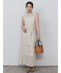 ストライプメッシュニットワンピース
