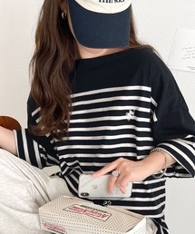 Tシャツ/カットソー（ブルー・ネイビー/青色系・ボートネック