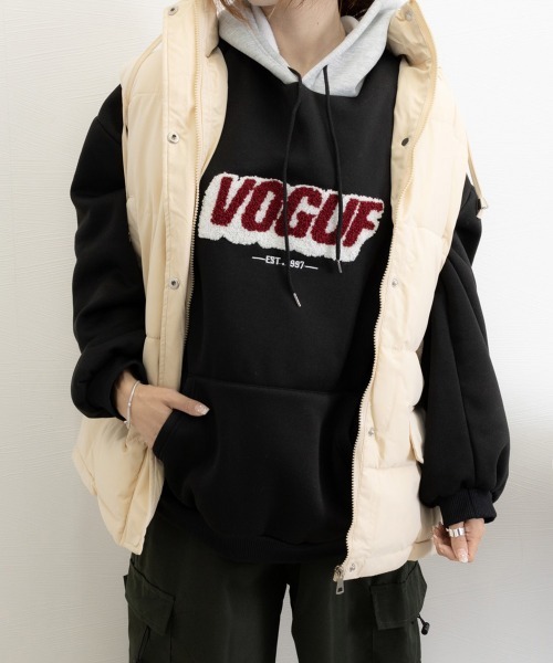 Miniministore(ミニミニストア)の「BF風パーカー ゆったり裏起毛フーディー(パーカー・レディース・ブラック/ワインレッド・FREE)」の9枚目の写真