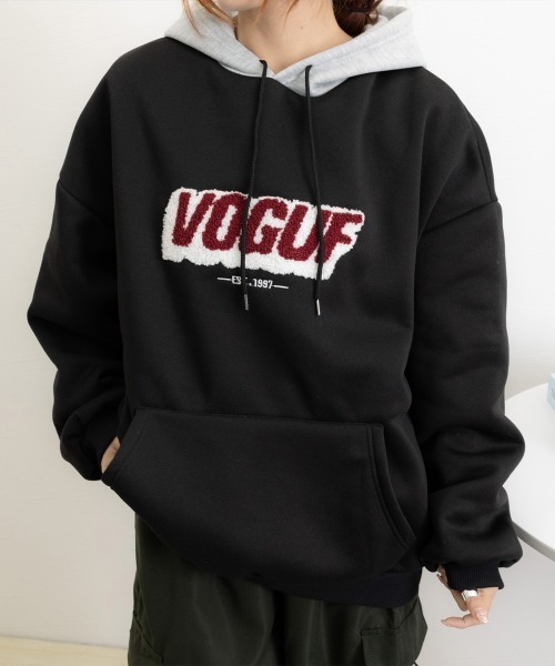 Miniministore(ミニミニストア)の「BF風パーカー ゆったり裏起毛フーディー(パーカー・レディース・ブラック/ワインレッド・FREE)」の10枚目の写真