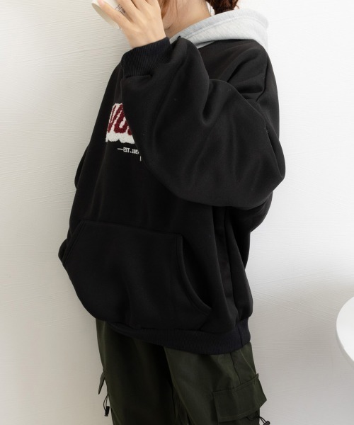 Miniministore(ミニミニストア)の「BF風パーカー ゆったり裏起毛フーディー(パーカー・レディース・ブラック/ワインレッド・FREE)」の11枚目の写真