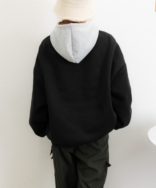 Miniministore(ミニミニストア)の「BF風パーカー ゆったり裏起毛フーディー(パーカー・レディース・ブラック/ワインレッド・FREE)」の12枚目の写真