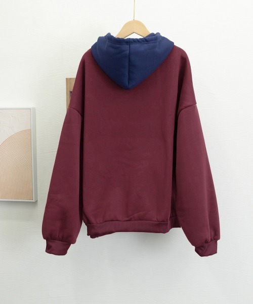 Miniministore(ミニミニストア)の「BF風パーカー ゆったり裏起毛フーディー(パーカー・レディース・ブラック/ワインレッド・FREE)」の14枚目の写真