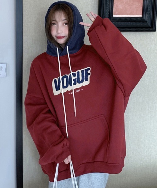 Miniministore(ミニミニストア)の「BF風パーカー ゆったり裏起毛フーディー(パーカー・レディース・ブラック/ワインレッド・FREE)」の21枚目の写真