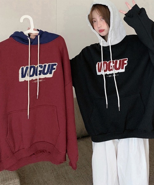 Miniministore(ミニミニストア)の「BF風パーカー ゆったり裏起毛フーディー(パーカー・レディース・ブラック/ワインレッド・FREE)」の22枚目の写真