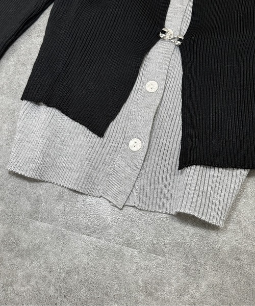 jiasecond.(ジアセカンド)の「【jiasecond.】レイヤードデザインカーディガン / トップス カーディガン 長袖 羽織り クロップド ショート レイヤード バイカラー ブラック グレー ZOZOTOWN限定(カーディガン/ボレロ・レディース・ブラック/グレー・FREE)」の20枚目の写真