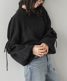 リボンスリーブメランジニットプルオーバー