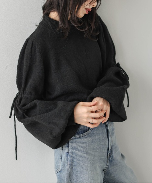 AMELY(エミリー)の「リボンスリーブメランジニットプルオーバー(ニット/セーター・レディース・グレー/パープル/アイボリー/ブラック・フリー)」の3枚目の写真