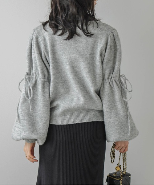 AMELY(エミリー)の「リボンスリーブメランジニットプルオーバー(ニット/セーター・レディース・グレー/パープル/アイボリー/ブラック・フリー)」の16枚目の写真