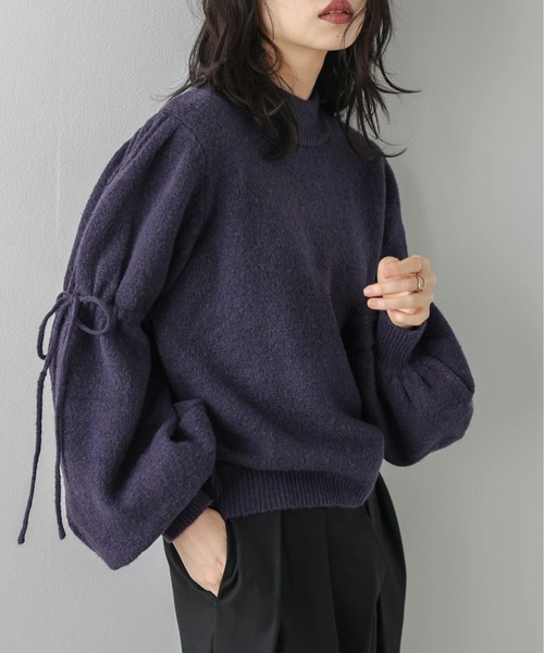 AMELY(エミリー)の「リボンスリーブメランジニットプルオーバー(ニット/セーター・レディース・グレー/パープル/アイボリー/ブラック・フリー)」の21枚目の写真