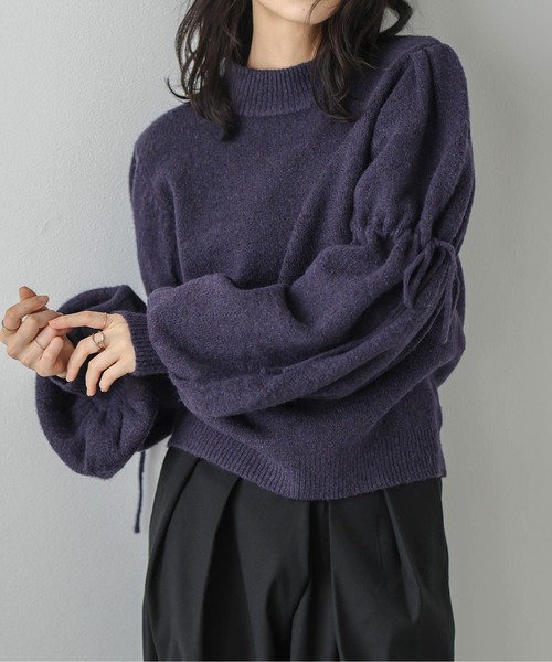 AMELY(エミリー)の「リボンスリーブメランジニットプルオーバー(ニット/セーター・レディース・グレー/パープル/アイボリー/ブラック・フリー)」の22枚目の写真