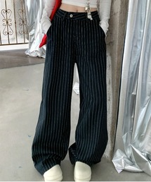 by muni:r | ストライプロングワイドパンツ(その他パンツ)
