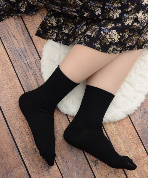 VIBGYOR Women（ヴィブジョー　ウィメン）の「【float】5本指 シンプル サポート付き リブ クルー丈ソックス（ソックス/靴下・レディース・ホワイト/ブラウン/アイボリー/ブラック/ベージュ・FREE）」の3枚目の写真