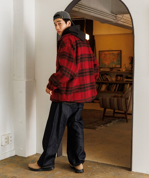 niko and...（ニコアンド）の「シャギーチェックCPOジャケット（その他アウター・メンズ・レッド/グレー・MEDIUM/LARGE）」の7枚目の写真