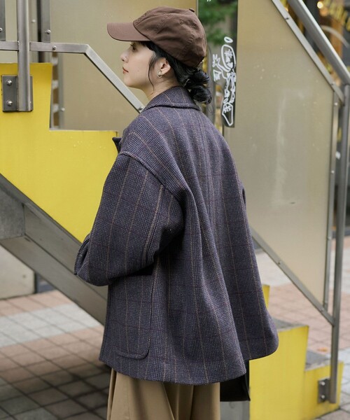 セール】尾州ミドル丈チェックコート（ステンカラーコート