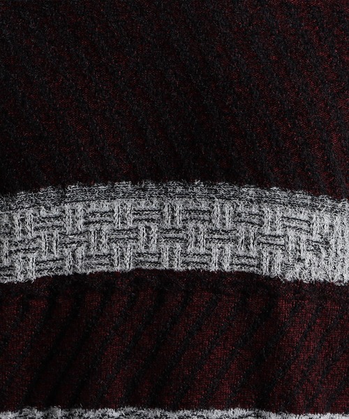 NICOLE CLUB FOR MEN（ニコルクラブフォーメン）の「編地切替 シャギーランダムボーダーニット（ニット/セーター・メンズ・ホワイト系1/ブラック系1/ブラック×グレー・MEDIUM/LARGE/X-LARGE）」の12枚目の写真