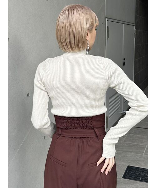 MURUA【ムルーア】ファー付き片袖ニットベージュ セール】バイカラーラメニット（ニット/セーター）｜MURUA